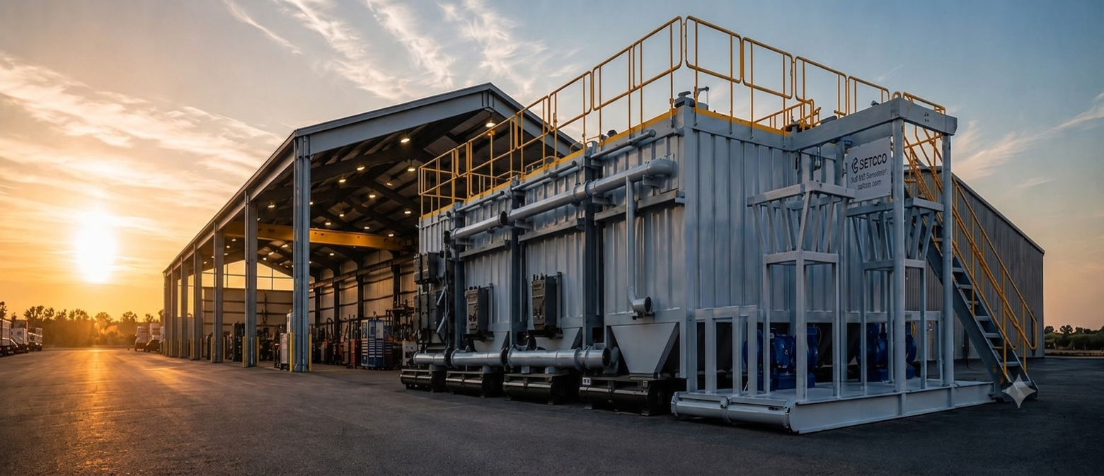 Fabrication yard — mud system under assembly